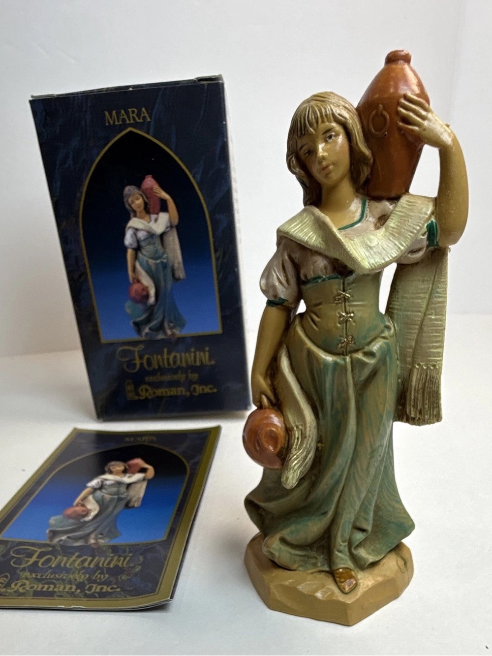 Fontanini Mara Resin Sculpture — Green and Brown Decorative Figurine